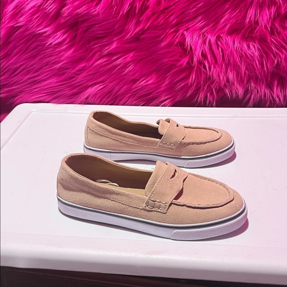 Janie and Jack Tan Suede Slip-On Moccasins